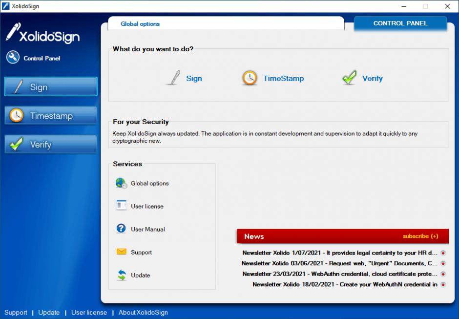 XolidoSign main screen