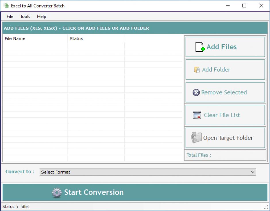 Excel to All Converter Batch main screen