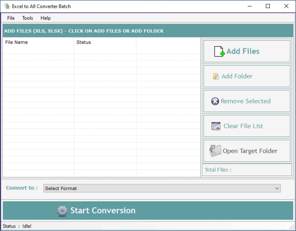 Excel to All Converter Batch main screen