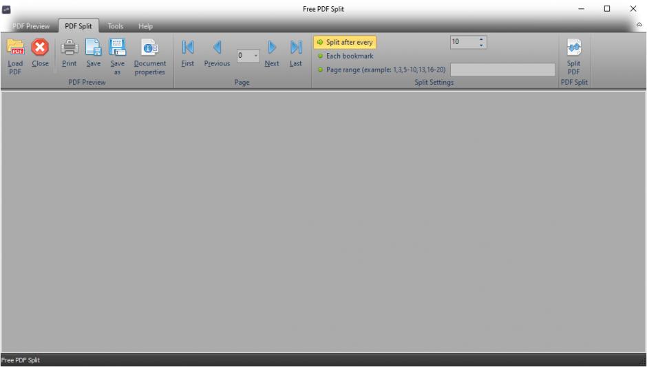Free PDF Split main screen
