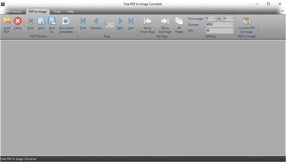 Free PDF to Image Converter main screen