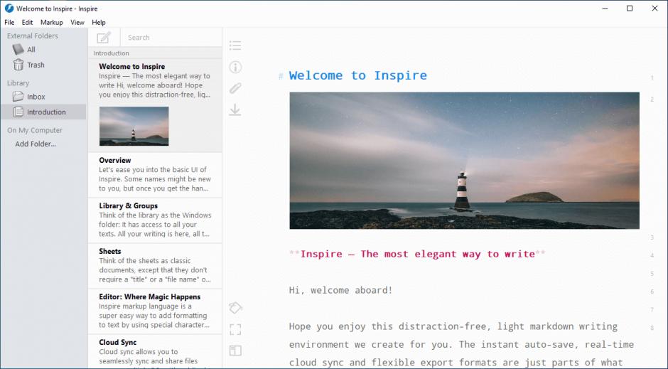 Inspire main screen