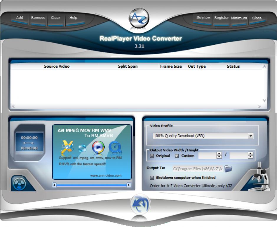 screenshot of program