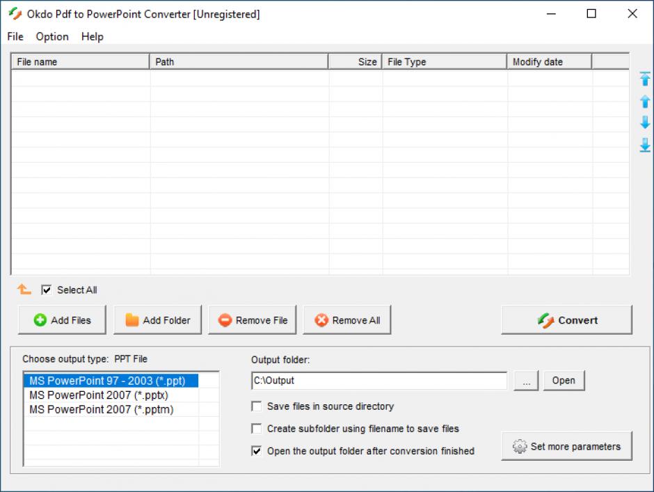 Okdo Pdf to PowerPoint Converter main screen