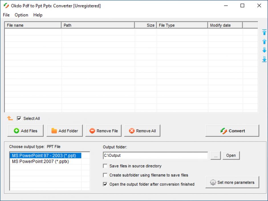 Okdo Pdf to Ppt Pptx Converter main screen