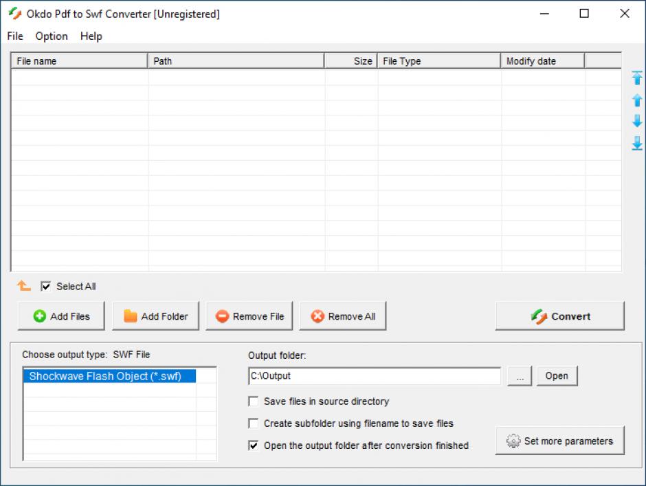 Okdo Pdf to Swf Converter main screen
