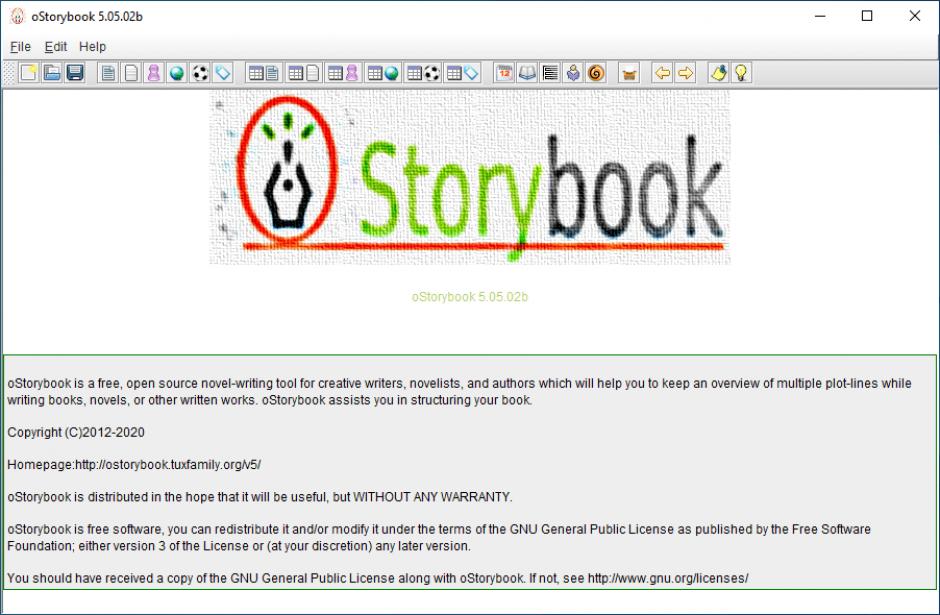 oStorybook main screen