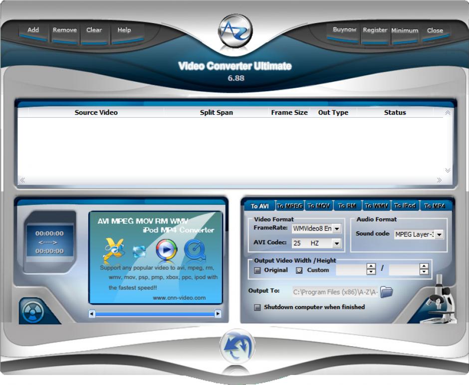 A-Z Video Converter Ultimate main screen