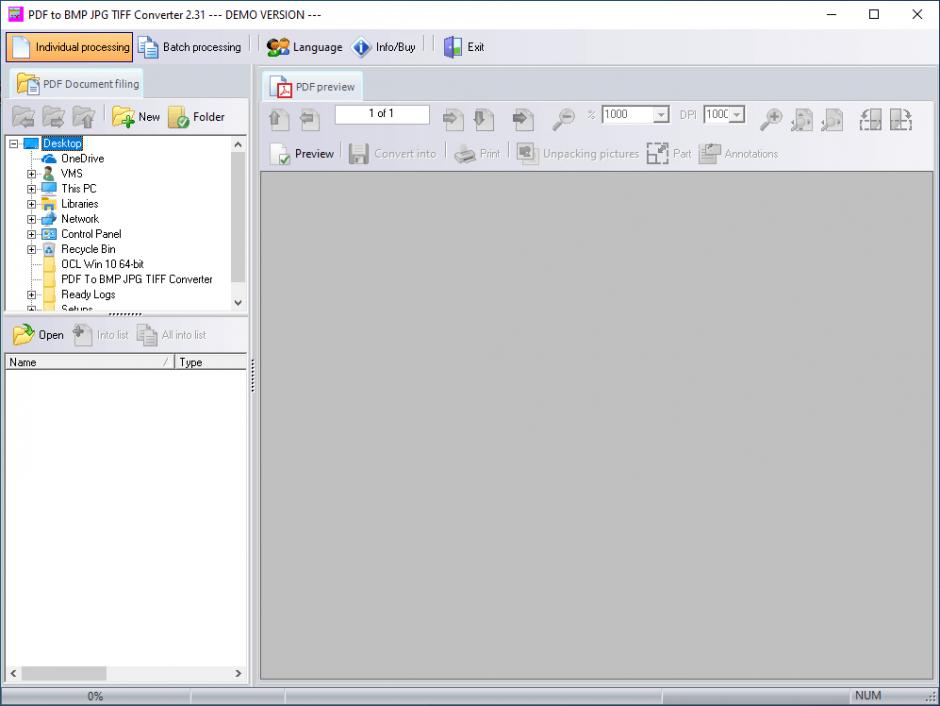 screenshot of program