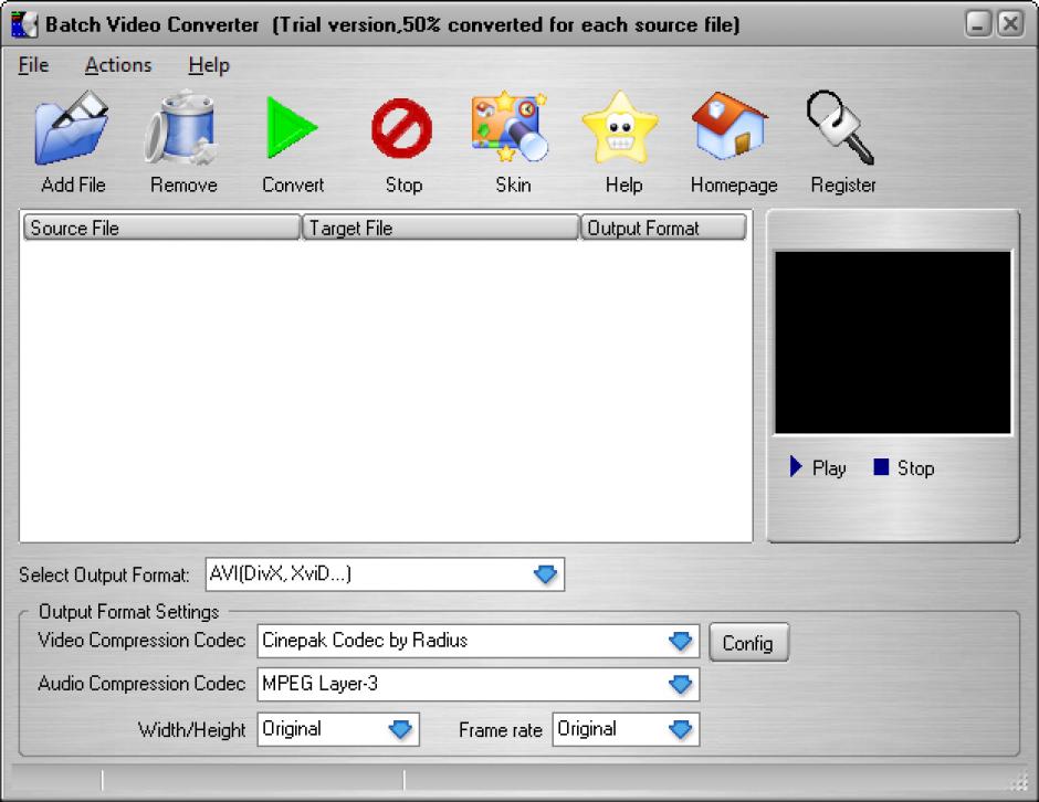 Batch Video Converter main screen