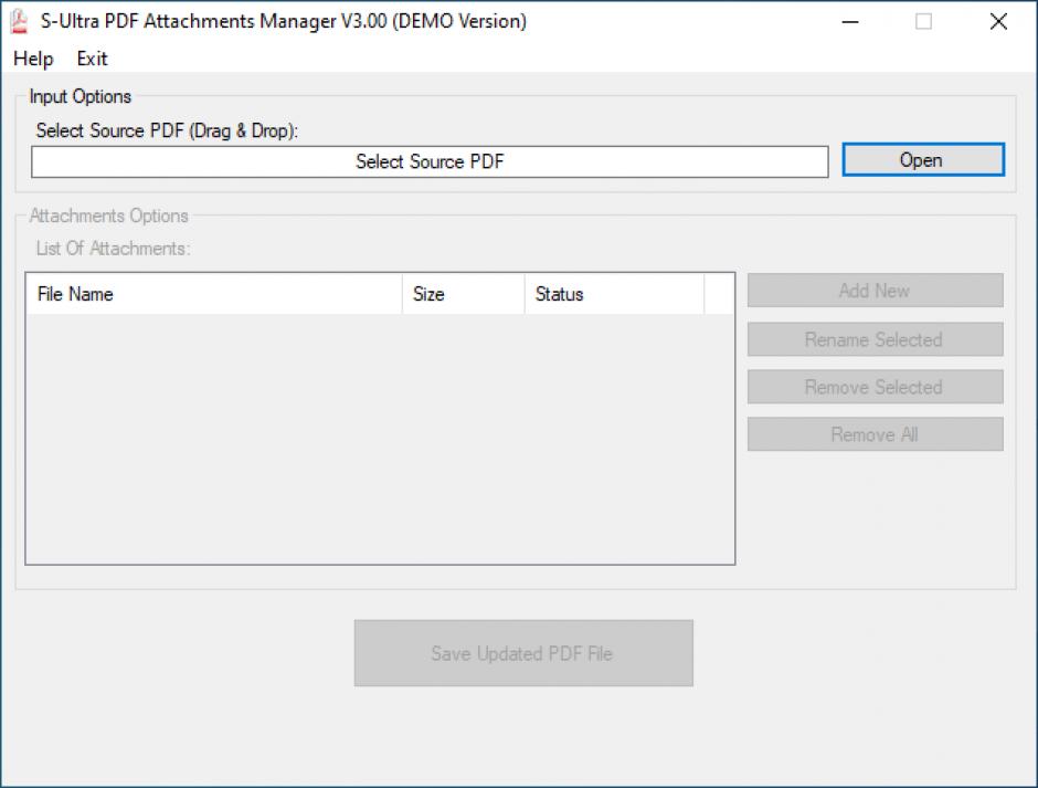 S-Ultra PDF Attachments Manager main screen