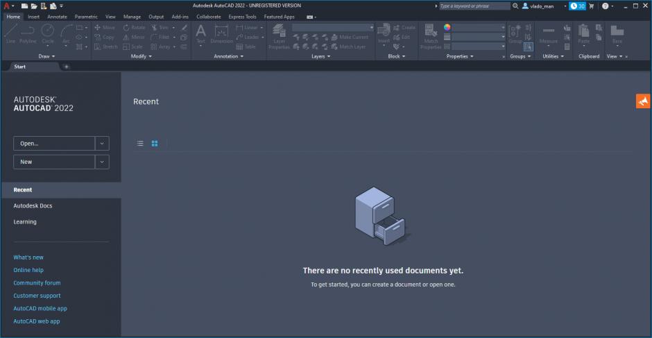 AutoCAD 2022 main screen