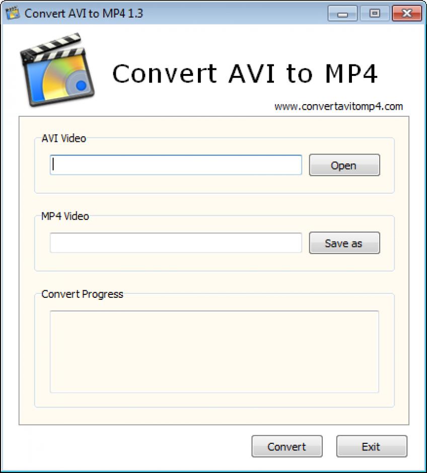 Convert AVI to MP4 main screen