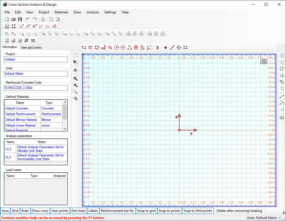 Cross Section Analysis & Design main screen