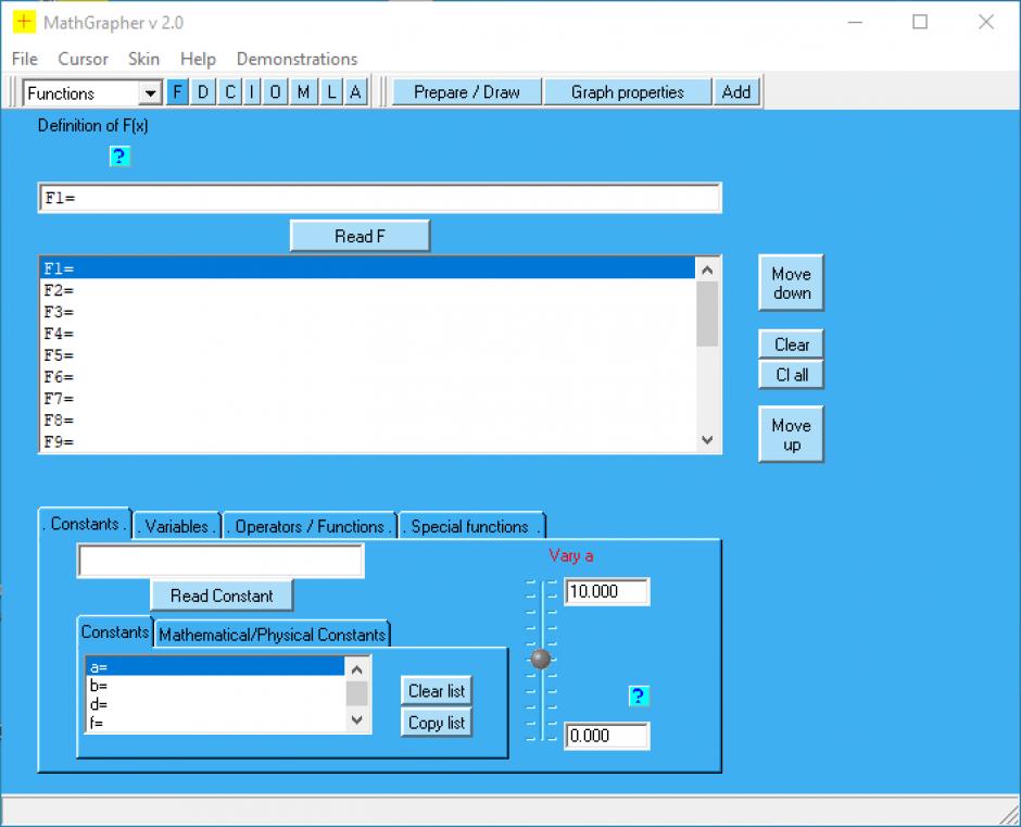 MathGrapher main screen