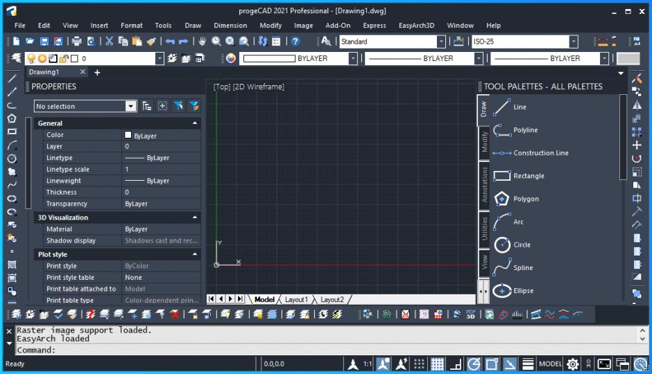 progeCAD 2021 Professional main screen