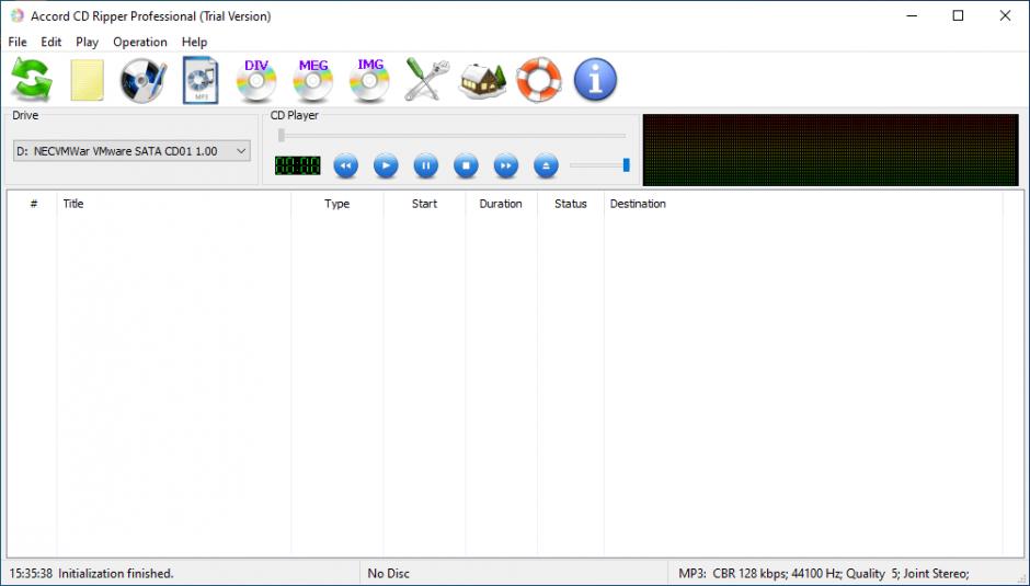 Accord CD Ripper Professional main screen
