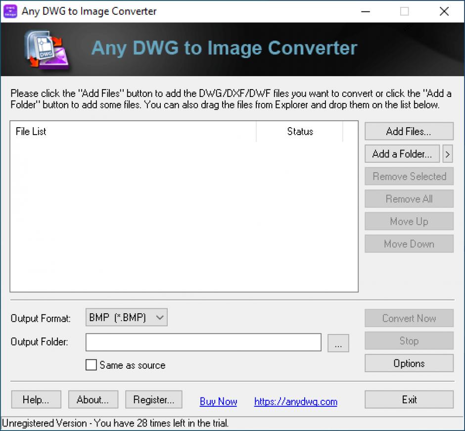 Any DWG to Image Converter main screen