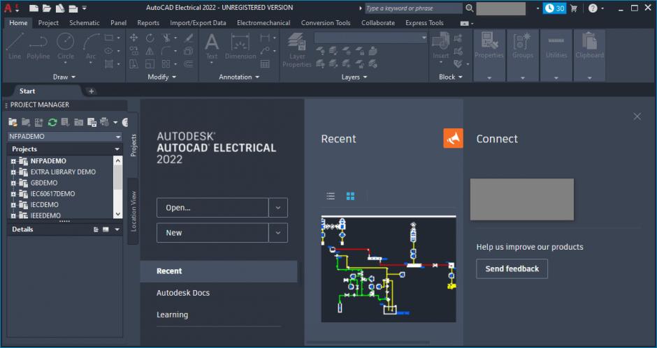 AutoCAD Electrical 2022 main screen