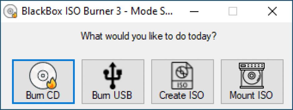 BlackBox ISO Burner main screen