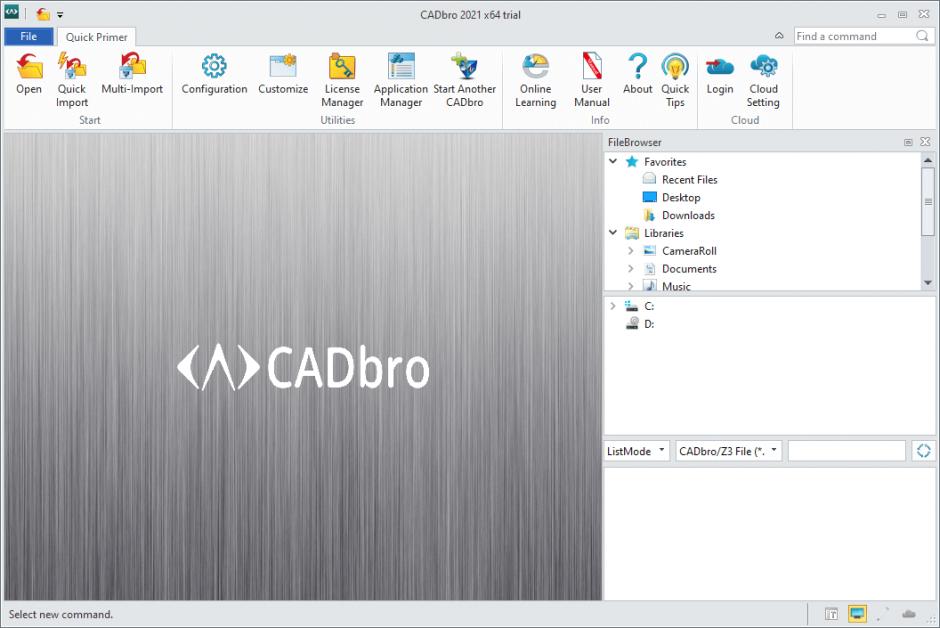 CADbro 2021 main screen