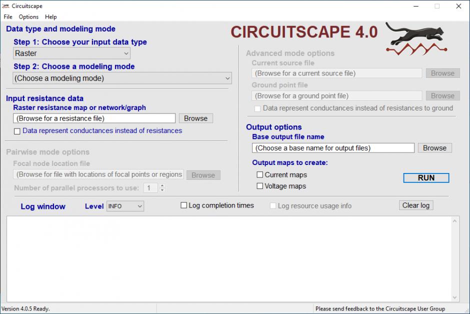 Circuitscape main screen