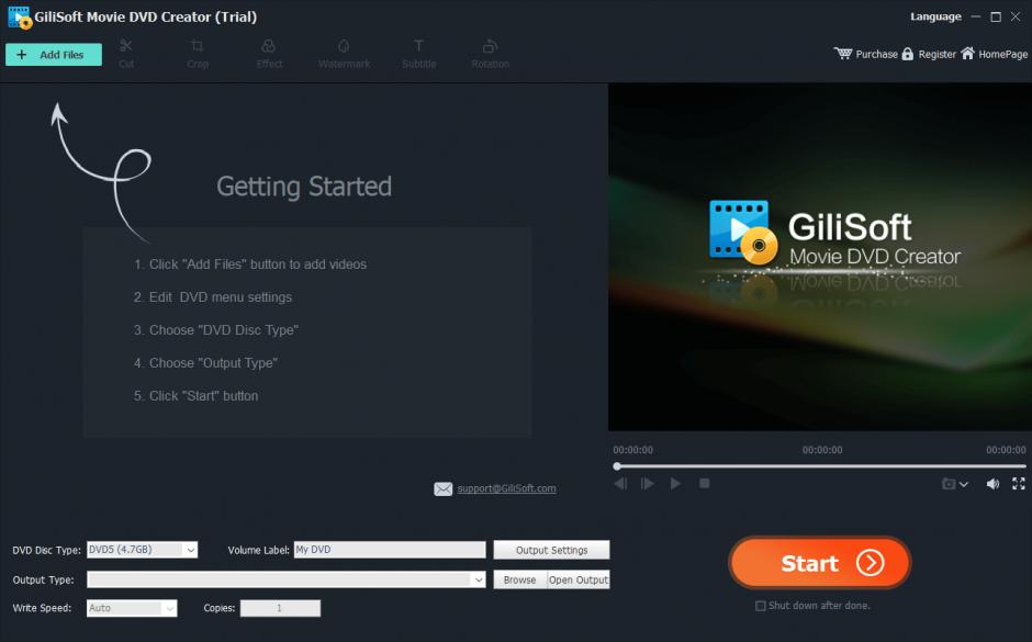 GiliSoft Movie DVD Creator main screen