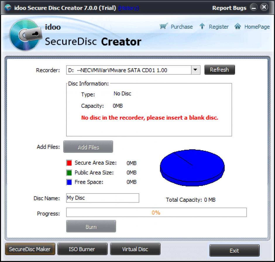 idoo Secure Disc Creator main screen