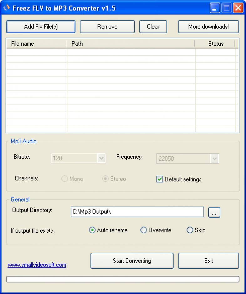 Freez FLV to MP3 Converter main screen