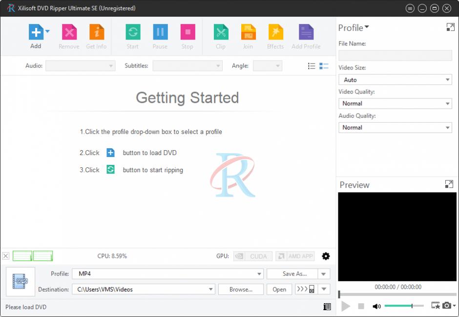 Xilisoft DVD Ripper Ultimate SE main screen
