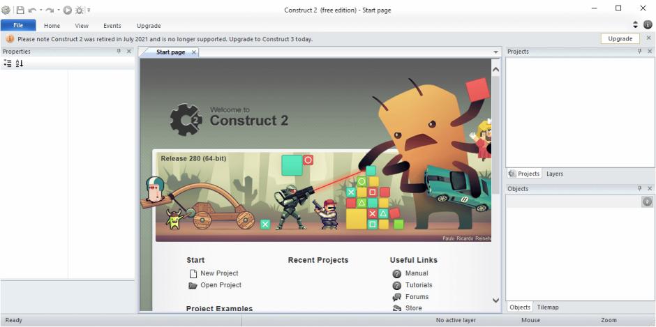 Construct 2 main screen