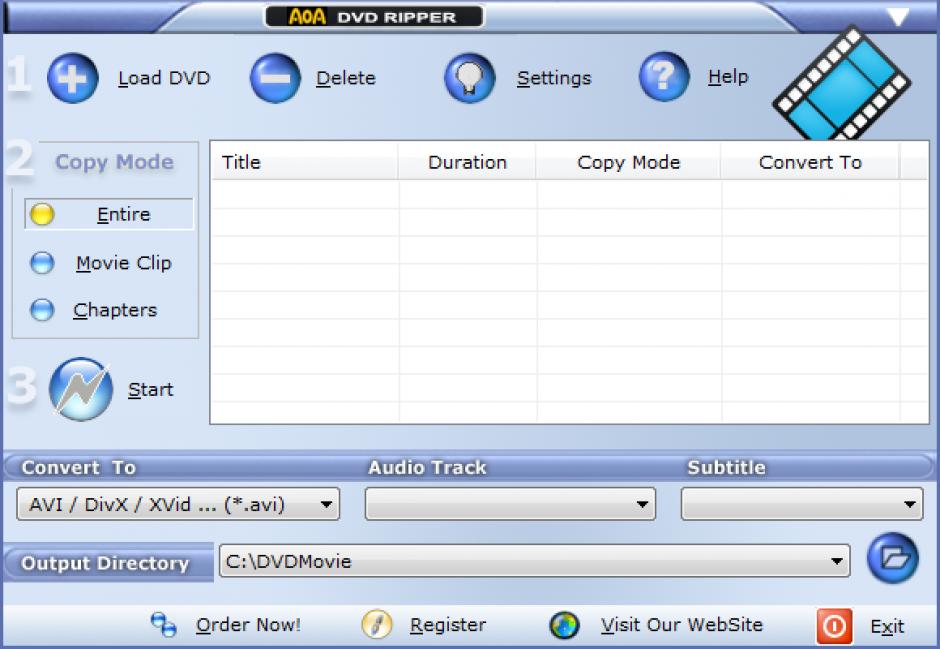 AoA DVD Ripper main screen