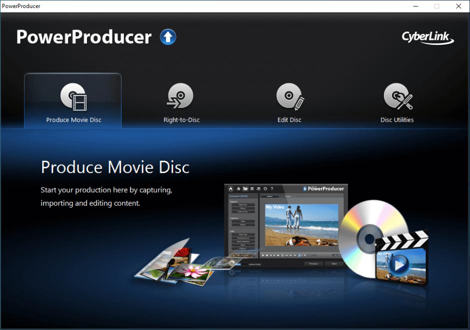 CyberLink PowerProducer main screen