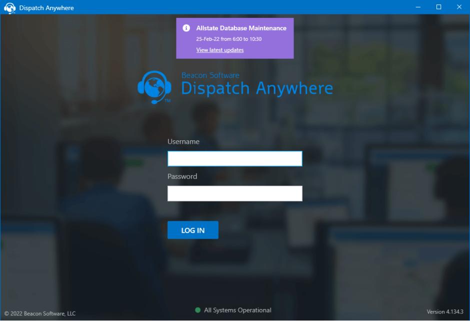 Dispatch Anywhere main screen