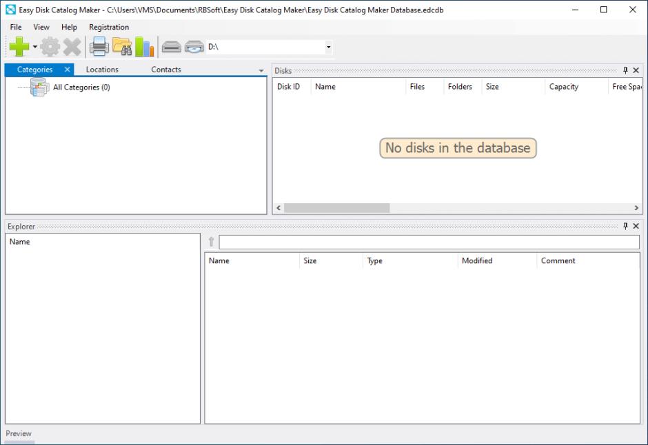 Easy Disk Catalog Maker main screen