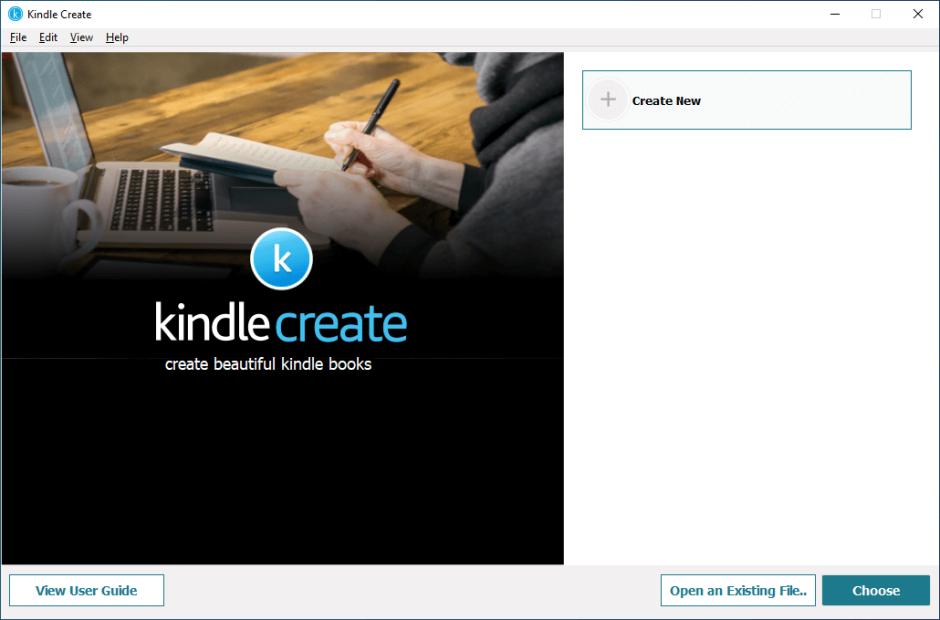 Kindle Create main screen