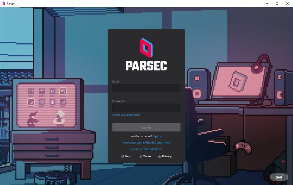 Parsec main screen