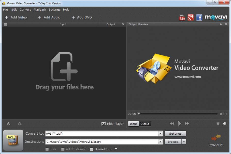 Movavi Video Converter main screen