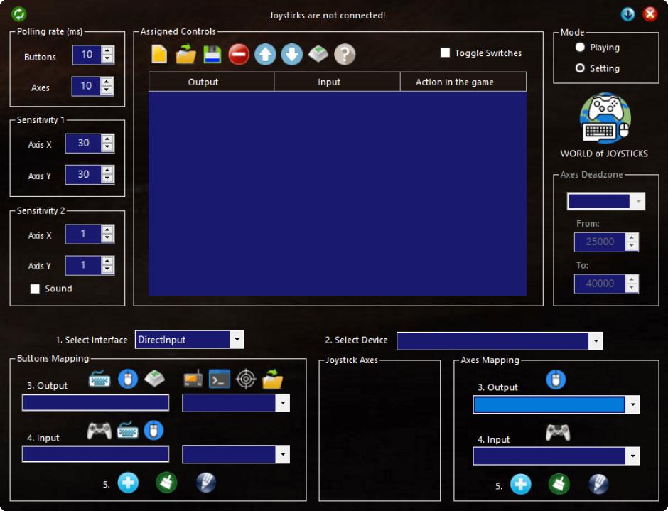 WoJ Keyboard and Mouse Emulator main screen