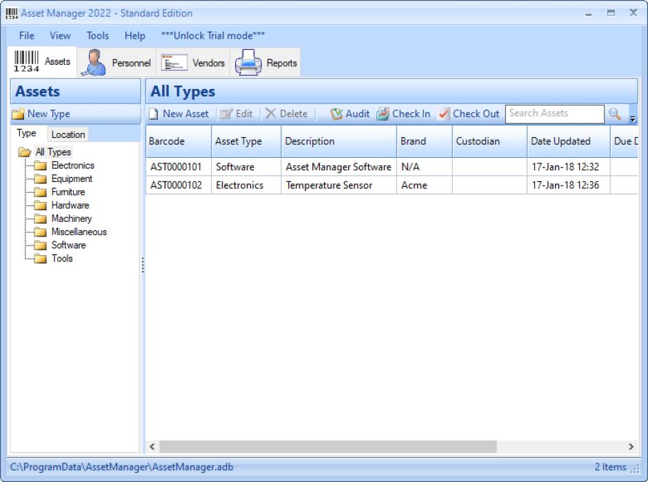 screenshot of program