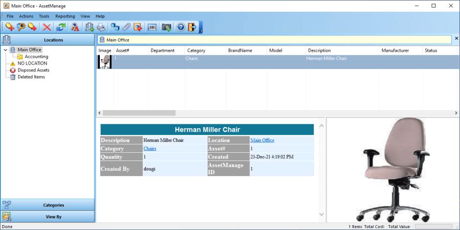 AssetManage main screen