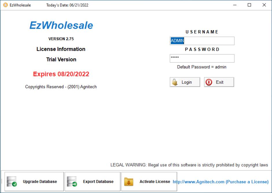 EzWholesale main screen