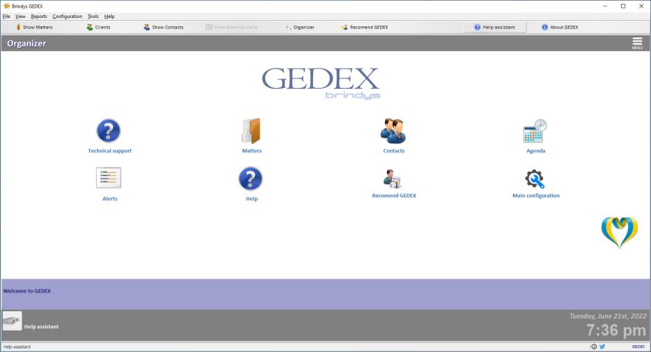 GEDEX main screen