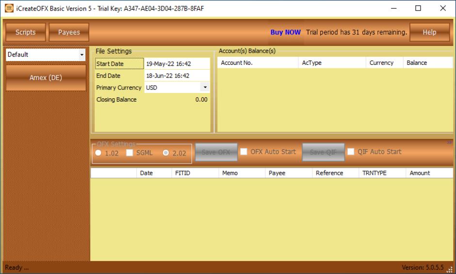 screenshot of program