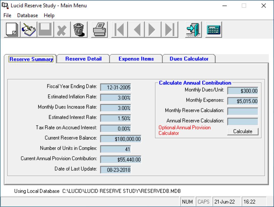 screenshot of program