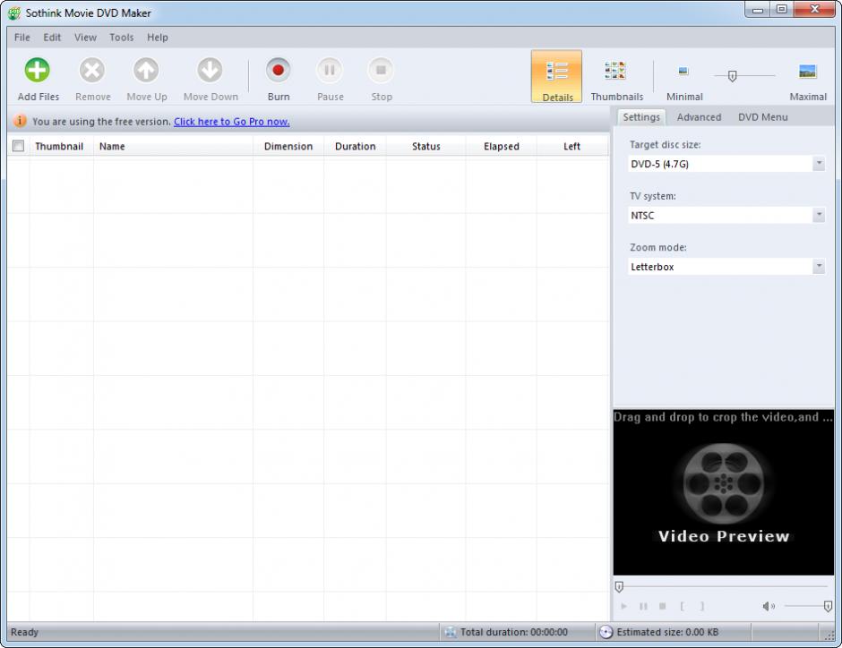 Sothink Movie DVD Maker main screen