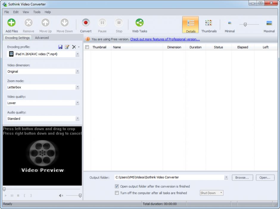 Sothink Video Converter main screen