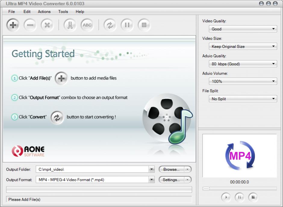 Ultra MP4 Video Converter main screen