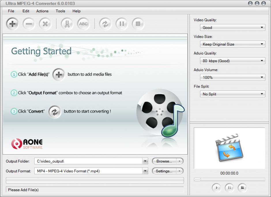 Ultra MPEG-4 Converter main screen