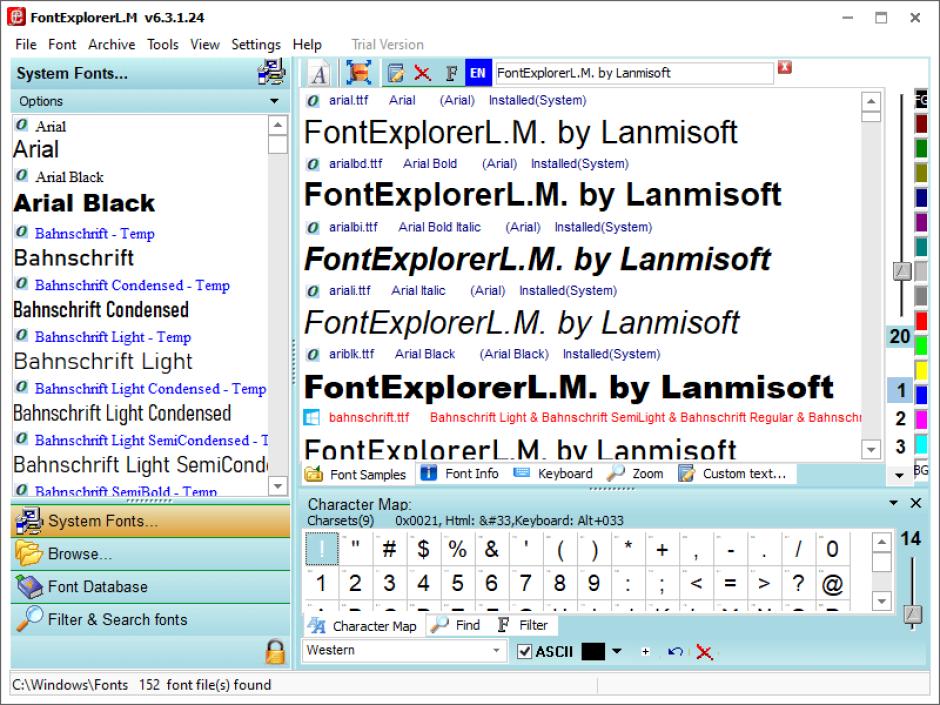 FontExplorerL.M.6 main screen
